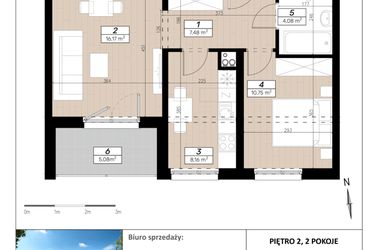 Rzut - Mieszkanie na sprzedaż 2 pokoje o powierzchni 46,64 m² - numer A/2/2 w Limone
