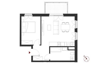 Rzut - Mieszkanie na sprzedaż 2 pokoje o powierzchni 44,11 m² - numer A.2.9 w Apartamenty Symfonia