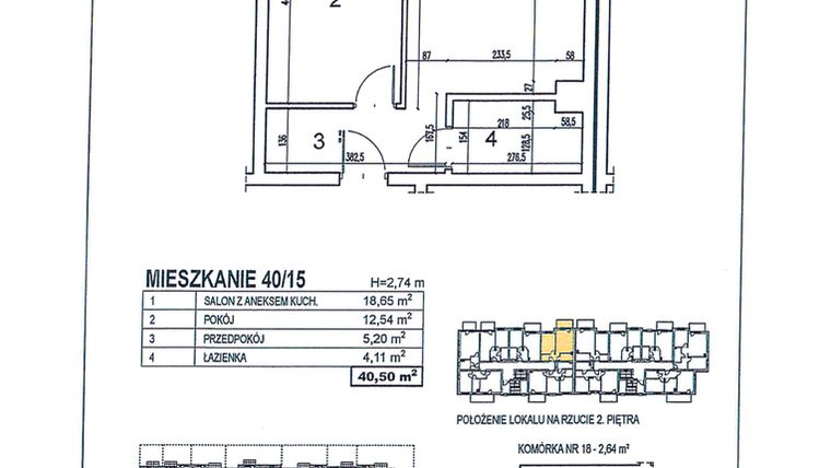 Rzut - Mieszkanie na sprzedaż 2 pokoje o powierzchni 40,5 m² - numer 40/15 w Osiedle Jodłowa bud. D