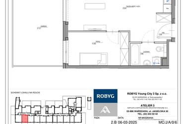 Rzut - Mieszkanie na sprzedaż 2 pokoje o powierzchni 40,24 m² - numer MC/J/A/0/6 w Modern City etap J