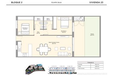 Rzut - Mieszkanie na sprzedaż 2 pokoje o powierzchni 100,02 m² - numer PB-23 w Apartamenty w Finestrat - 28237980