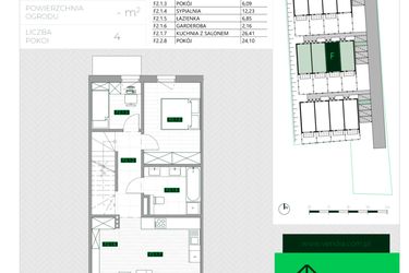 Rzut - Mieszkanie na sprzedaż 4 pokoje o powierzchni 86,2 m² - numer F2 w Zielona Krzyszkowicka
