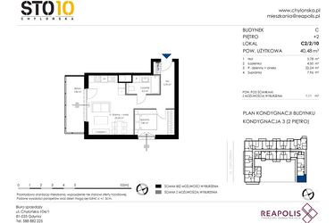Rzut - Mieszkanie na sprzedaż 2 pokoje o powierzchni 40,48 m² - numer C2/2/10 w Chylońska STO10 etap III