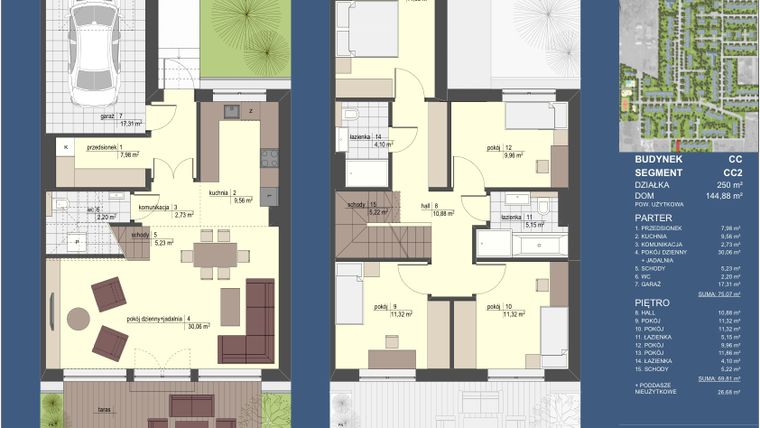 Rzut - Dom na sprzedaż 5 pokoi o powierzchni 144,88 m² - numer CC2 w Triton Country 2024
