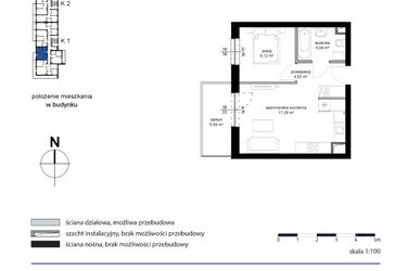 Rzut - Mieszkanie na sprzedaż 2 pokoje o powierzchni 33,96 m² - numer 18 w Kwarcowe Wzgórze - bud. 2