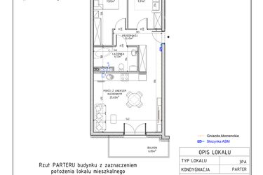 Rzut - Mieszkanie na sprzedaż 3 pokoje o powierzchni 61,95 m² - numer 5 w Harmonia bud. M3