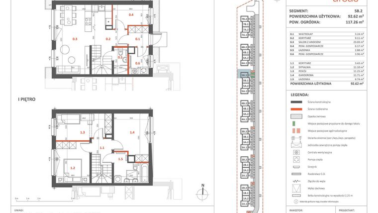 Rzut - Dom na sprzedaż 5 pokoi o powierzchni 91,7 m² - numer 5B.2 w Przystanek Ursus