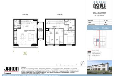 Rzut - Mieszkanie na sprzedaż 4 pokoje o powierzchni 74,45 m² - numer 8C w Nowe Tarnowo zabudowa szeregowa
