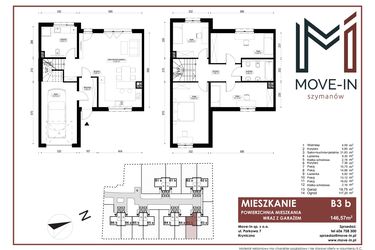 Rzut - Mieszkanie na sprzedaż 5 pokoi o powierzchni 146,57 m² - numer B3b w Szymanów
