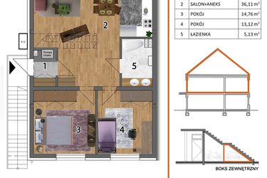 Rzut - Mieszkanie na sprzedaż 4 pokoje o powierzchni 127,9 m² - numer 8L2 w Osiedle Leśnica Las