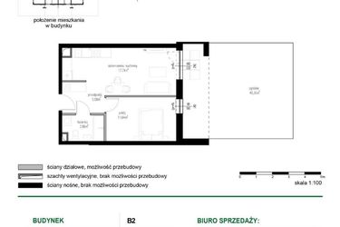 Rzut - Mieszkanie na sprzedaż 2 pokoje o powierzchni 38,32 m² - numer M2 w Wędrowna II