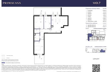 Rzut - Mieszkanie na sprzedaż 4 pokoje o powierzchni 75,1 m² - numer B3 – M0.7 w Primacasa