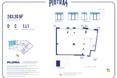 Rzut - Lokal użytkowy na sprzedaż 1 pokój o powierzchni 243,2 m² - numer 1.L1 w Piotra 4