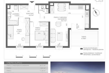 Rzut - Mieszkanie na sprzedaż 3 pokoje o powierzchni 60,67 m² - numer M50 w Apartamenty Przystań bud. F