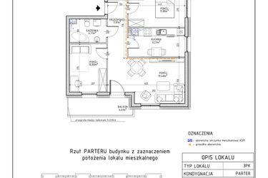 Rzut - Mieszkanie na sprzedaż 3 pokoje o powierzchni 63,95 m² - numer 7 w Osiedle Foresto