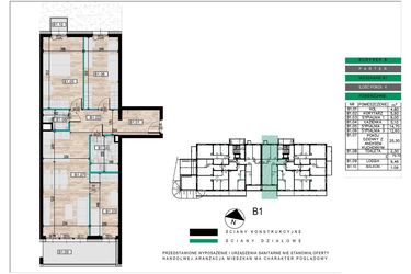 Rzut - Mieszkanie na sprzedaż 4 pokoje o powierzchni 79,94 m² - numer B01 w Lwowska 14
