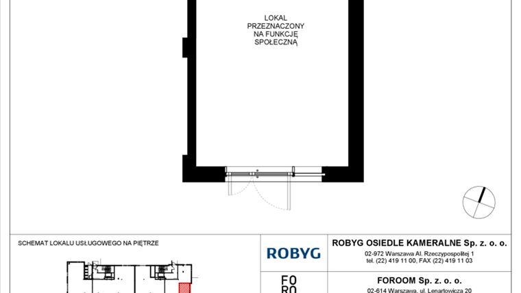 Rzut - Lokal użytkowy na sprzedaż 1 pokój o powierzchni 30,22 m² - numer OK3/D/0/LU6 FS w Osiedle Kameralne