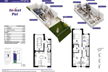 Rzut - Dom na sprzedaż 5 pokoi o powierzchni 117,27 m² - numer 4B w Villa Park Gdańsk etap III