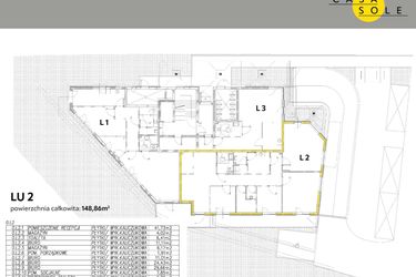 Rzut - Lokal użytkowy na sprzedaż 1 pokój o powierzchni 148,86 m² - numer LU2 w Casa Sole
