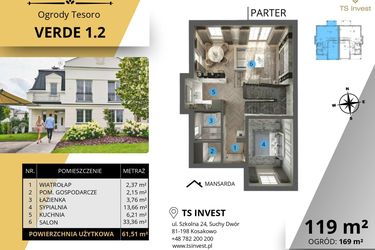 Rzut - Dom na sprzedaż 6 pokoi o powierzchni 119 m² - numer 1.2 w Domy Verde