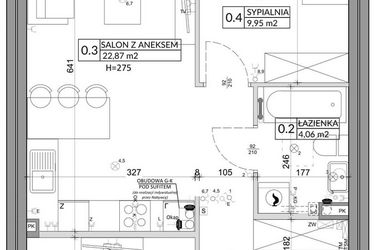 Rzut - Mieszkanie na sprzedaż 3 pokoje o powierzchni 57,39 m² - numer 78A w Osiedle Młodych etap VII
