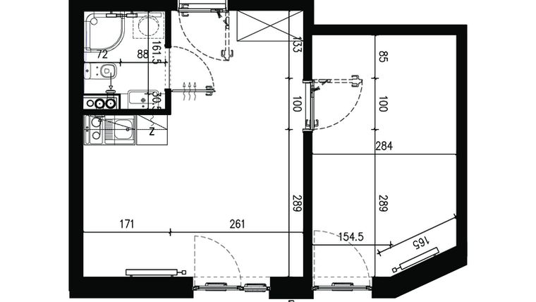 Rzut - Mieszkanie na sprzedaż 2 pokoje o powierzchni 34,95 m² - numer AB.0.042 w Nadolnik Compact Apartments etap III