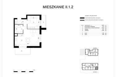 Rzut - Mieszkanie na sprzedaż 2 pokoje o powierzchni 44,99 m² - numer II.1.2 w Pryncypalna 66