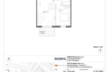 Rzut - Mieszkanie na sprzedaż 2 pokoje o powierzchni 39,29 m² - numer 3.10.2M07 w Szumilas etap III