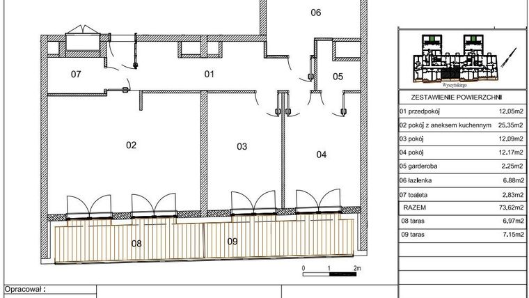 Rzut - Mieszkanie na sprzedaż 3 pokoje o powierzchni 73,62 m² - numer 49 w Wyszyńskiego 56