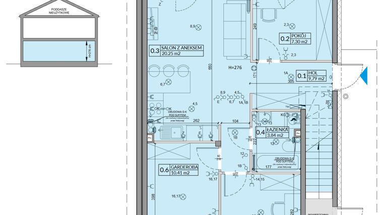 Rzut - Mieszkanie na sprzedaż 4 pokoje o powierzchni 59,85 m² - numer 32A w Domy na Witosa etap 1B