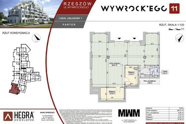 Rzut - Lokal użytkowy na sprzedaż 5 pokoi o powierzchni 115,06 m² - numer LU1 w Apartamenty Wywrockiego 11