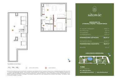 Rzut - Mieszkanie na sprzedaż 3 pokoje o powierzchni 68,51 m² - numer C14 w Sitowie