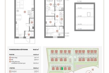 Rzut - Dom na sprzedaż 4 pokoje o powierzchni 84,63 m² - numer 3A w Bursztynowa Polana