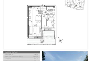 Rzut - Mieszkanie na sprzedaż 2 pokoje o powierzchni 35,55 m² - numer 5 w Wave etap II