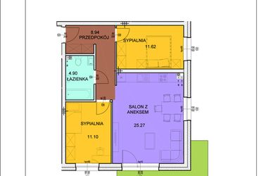 Rzut - Mieszkanie na sprzedaż 3 pokoje o powierzchni 61,83 m² - numer A6 w Osiedle Zuchów