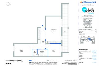Rzut - Mieszkanie na sprzedaż 2 pokoje o powierzchni 33,99 m² - numer 6A/3 w Osiedle Idea Aquarius