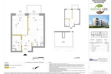 Rzut - Mieszkanie na sprzedaż 2 pokoje o powierzchni 35,64 m² - numer K45 w Osiedle Natura Life budynki JK