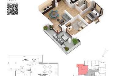 Rzut - Mieszkanie na sprzedaż 3 pokoje o powierzchni 59,41 m² - numer 18 w Villa Park - Etap IV