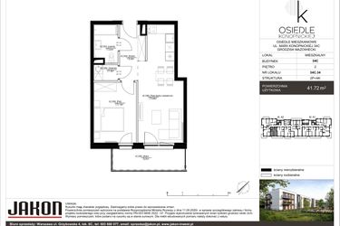 Rzut - Mieszkanie na sprzedaż 2 pokoje o powierzchni 41,72 m² - numer 34C.34 w Osiedle Konopnickiej