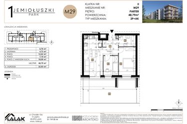 Rzut - Mieszkanie na sprzedaż 3 pokoje o powierzchni 48,79 m² - numer M29 w Jemiołuszki Park