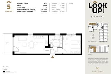 Rzut - Mieszkanie na sprzedaż 2 pokoje o powierzchni 50,35 m² - numer A.5 w Look Up House