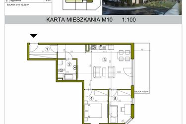 Rzut - Mieszkanie na sprzedaż 3 pokoje o powierzchni 61,28 m² - numer M10 w Kameralna Golikówka
