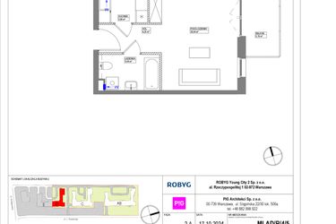 Rzut - Mieszkanie na sprzedaż 1 pokój o powierzchni 33,29 m² - numer MLAD/B/4/5 w Metro Life Apartamenty CD
