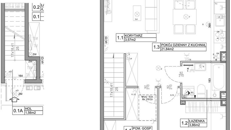 Rzut - Mieszkanie na sprzedaż 3 pokoje o powierzchni 58,82 m² - numer 30 w Manufaktura Marki 2 etap II