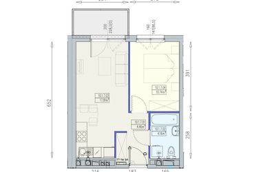 Rzut - Mieszkanie na sprzedaż 2 pokoje o powierzchni 37,17 m² - numer K2 10/1/7/2a w Południk 17 - budynek K2