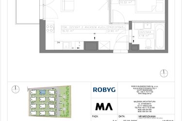 Rzut - Mieszkanie na sprzedaż 2 pokoje o powierzchni 37,12 m² - numer VV/B/1/4 w Villa Viva