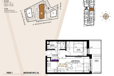 Rzut - Mieszkanie na sprzedaż 2 pokoje o powierzchni 41,04 m² - numer VB.1.06 w Vanda Park