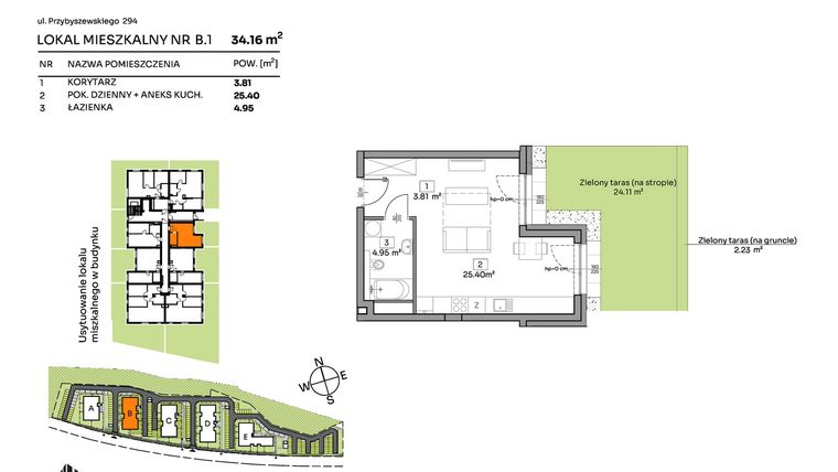 Rzut - Mieszkanie na sprzedaż 1 pokój o powierzchni 34,16 m² - numer B.1 w Och!Widzew