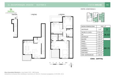 Rzut - Mieszkanie na sprzedaż 4 pokoje o powierzchni 108,13 m² - numer 6-M2 w Osiedle Niezapominajek