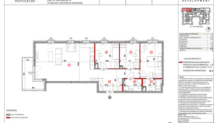 Rzut - Mieszkanie na sprzedaż 4 pokoje o powierzchni 95,38 m² - numer M38 w Apartamenty Pustułeczki